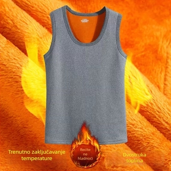Muška bez rukava termo majica s flisom, zlatni baršun, topla, uski kroj