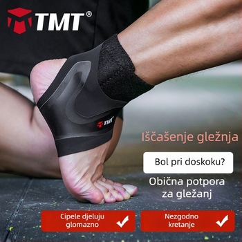 TMT kompresijska ortoza za gležanj za košarku, nogomet, planinarenje i trčanje, s podrškom luka i protukliznim površinama; može se nositi preko cipela