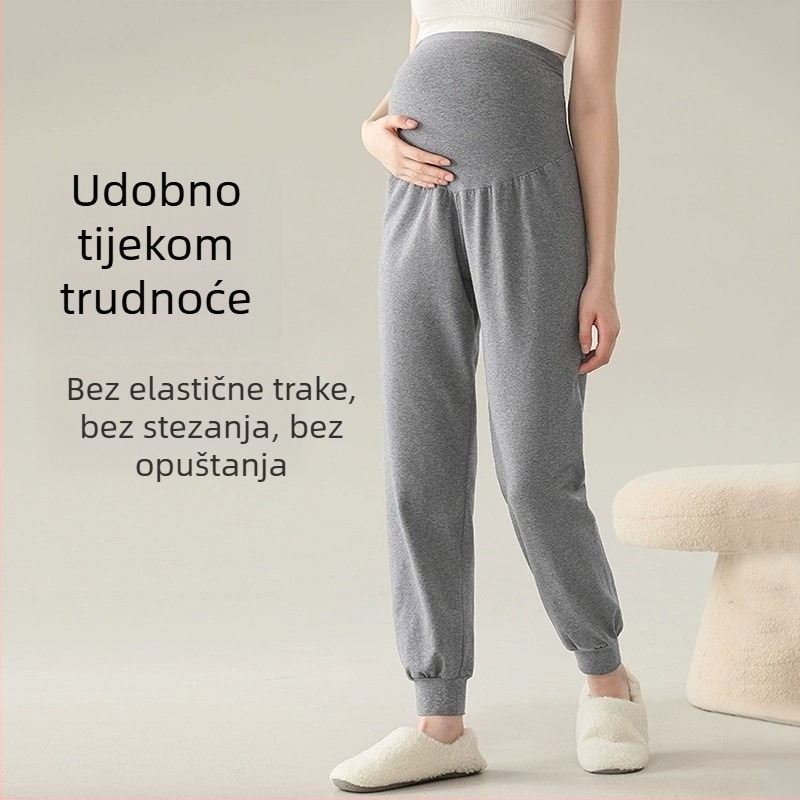 Trudničke hlače za proljeće i jesen, opušten pojas, hlače za spavanje koje se mogu nositi i van kuće, velike veličine, udoban siluetu za trudnice