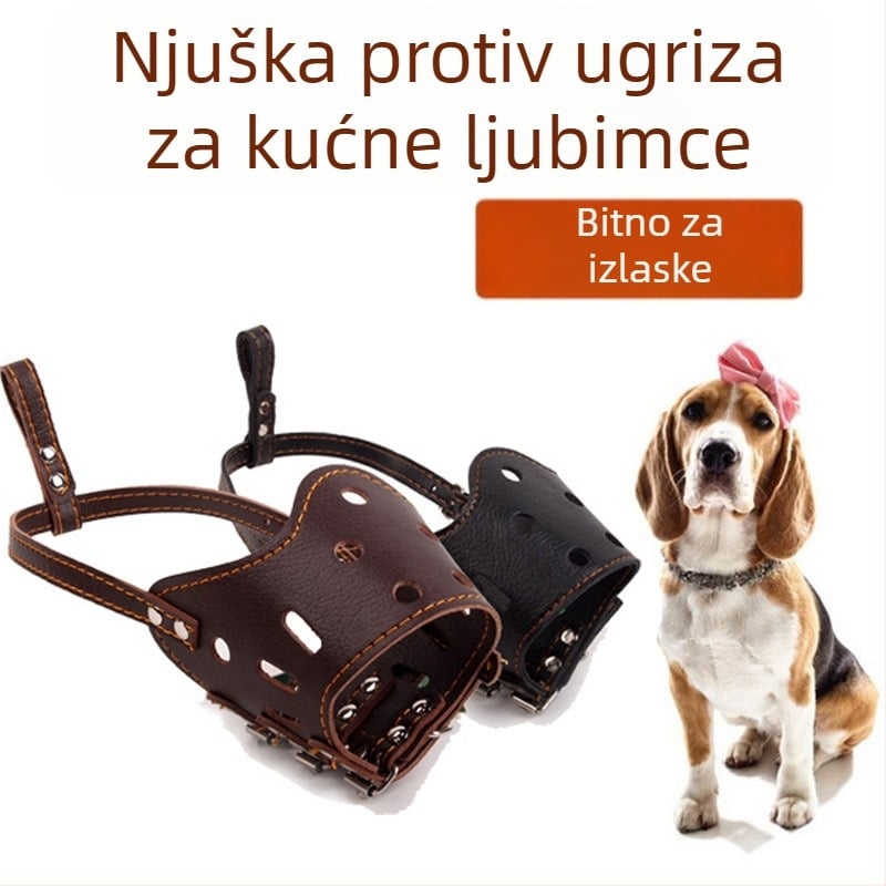 PU kožni botnić za pse velikih, srednjih i malih pasmina – protiv ugriza i lajanja, omogućuje piti vodu