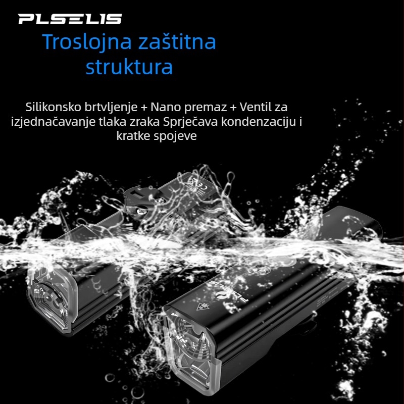 PLSELIS ultra-lagano prednje svjetlo za bicikl s Type-C punjenjem, vodootporno