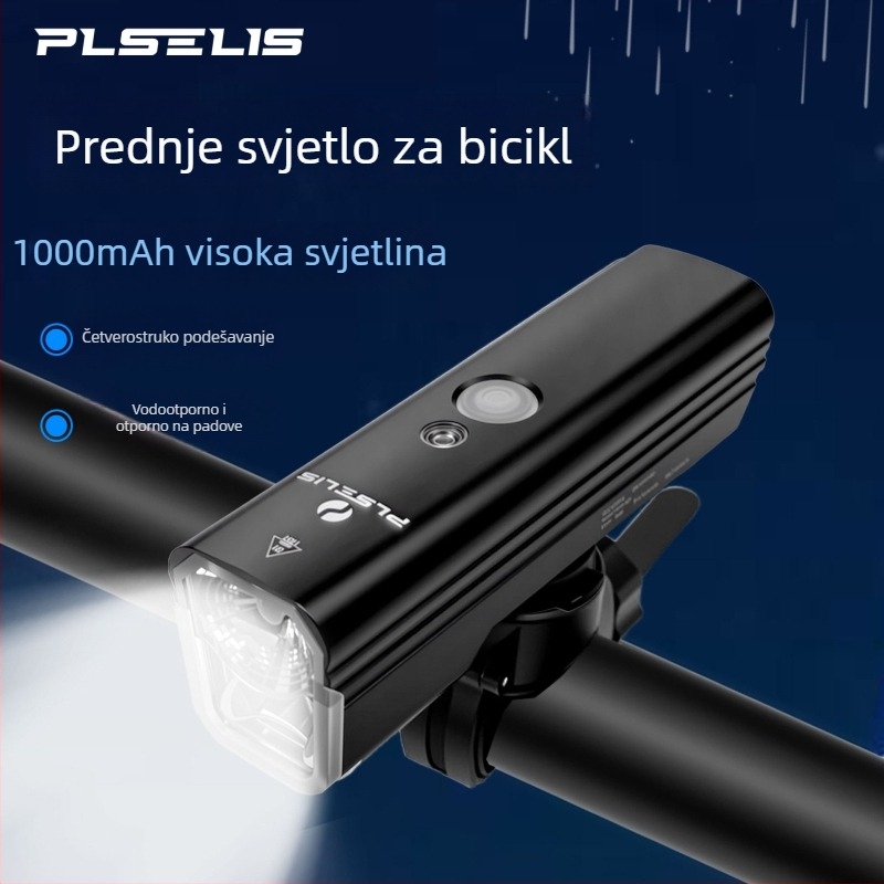 PLSELIS ultra-lagano prednje svjetlo za bicikl s Type-C punjenjem, vodootporno