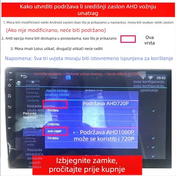 AHD kamera s ribljim okom, noćno snimanje pri slabom osvjetljenju, Ultra HD, kamera za vožnju unatrag, široki kut
