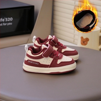Zimske cipele za bebe i djecu, umjetna koža s flisom, vodootporne dječje sportske tenisice, s Velcro kopčom, unisex