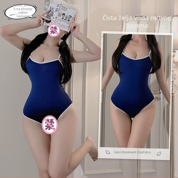 Lin Lin Ting plus veličine seksi bodi u stilu uniforme, skriveni gumbi i otvor u preponama, model 8007