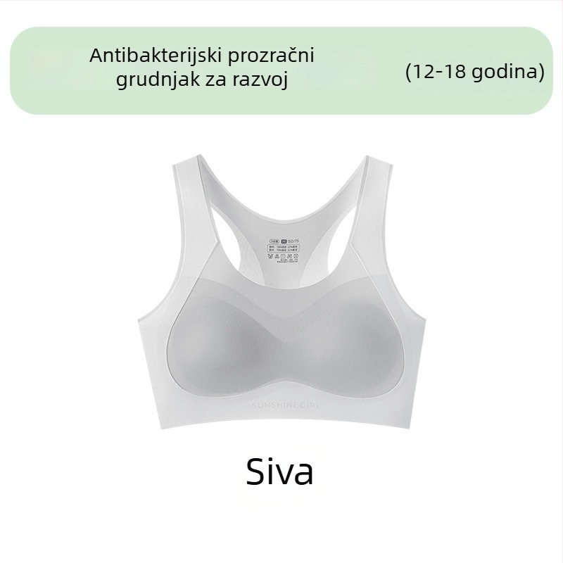 7A antibakterijski bezšivni djevojački donji veš, grudnjak i sportski top za podizanje i korekciju, 12–18 godina