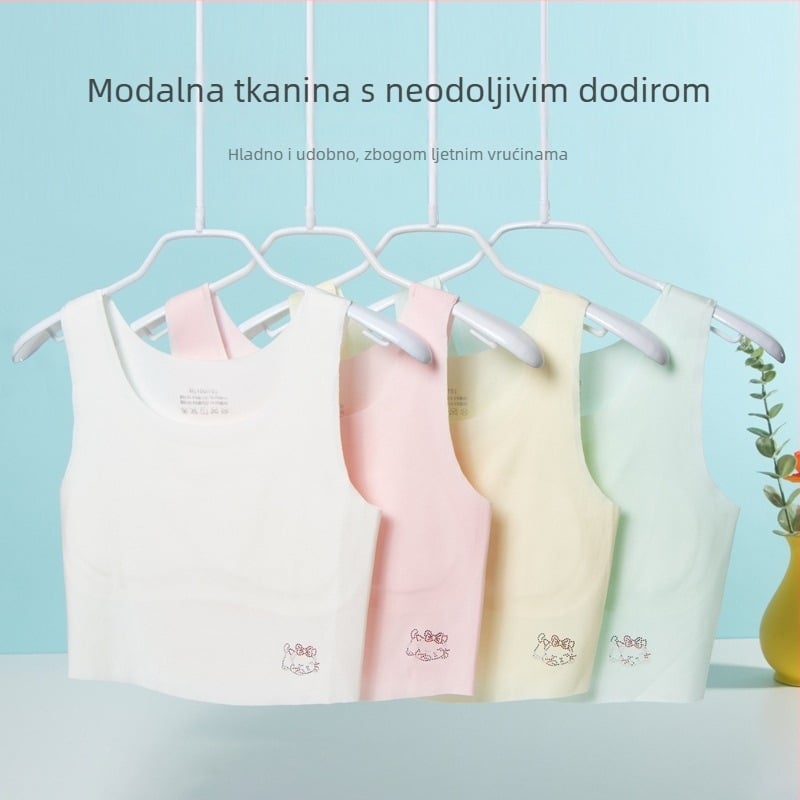 Modalni grudnjak za djevojčice, vest stil, puna košarica, debeli oblikovani košarica, bez čeličnih žica, dvostruke naramenice, prozračan i udoban