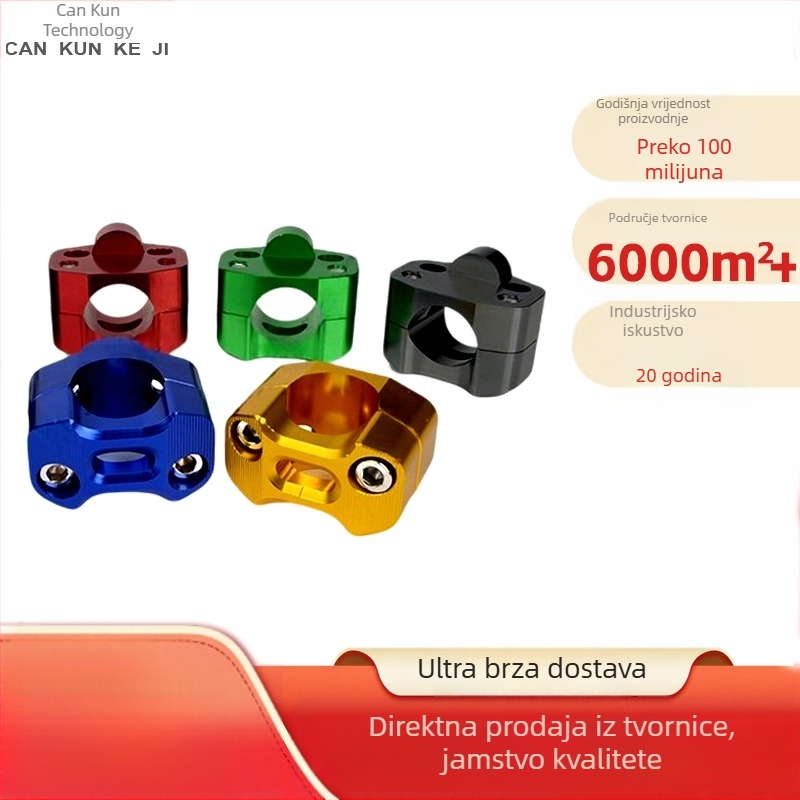 CNC adapter za upravljač motocikla s promjenom promjera i povećanjem visine, fiksni držač i kompresijski blok