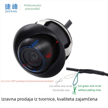 360° panoramska kamera za pomoć pri parkiranju autom s integriranim kabelom, HD noćni pogled, prednji i stražnji pogled