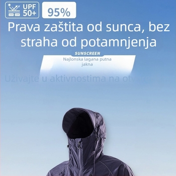 Unisex jakna s kapuljačom i UV zaštitom UPF100+, lagana najlonska jakna za ljeto, vanjske aktivnosti, Ice Silk završetak