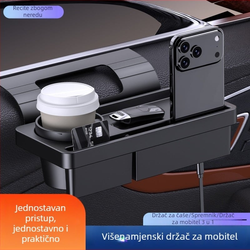 Unutarnja automobilska višenamjenska kutija za telefon i ključeve, bočna ladica za smeće uz prozor, kutija za cigarete i držač za šalice
