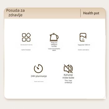 Potpuno stakleni čajnik za kuhanje i infuziju čaja, 1 L, digitalni termostat, 220 V, 400–500 W, odvojivi poklopac