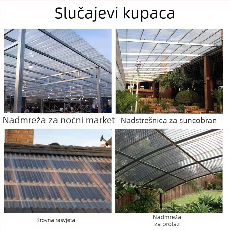 Polikarbonatne ploče za osvjetljenje, prozirne krovne ploče, tvornnički krovovi, kišna skloništa, valovite ploče, svijetle ploče, poljoprivredni plastenici, 840 trapeznih ploča
