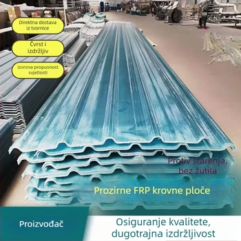FRP prozirna svjetleća pločica za plastenike, trapezni profil, prozirna valovita ploča
