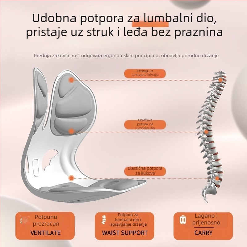 Polumjesečna podrška za lumbalni dio – jastuk za sjedenje s integriranim naslonom za leđa za ured