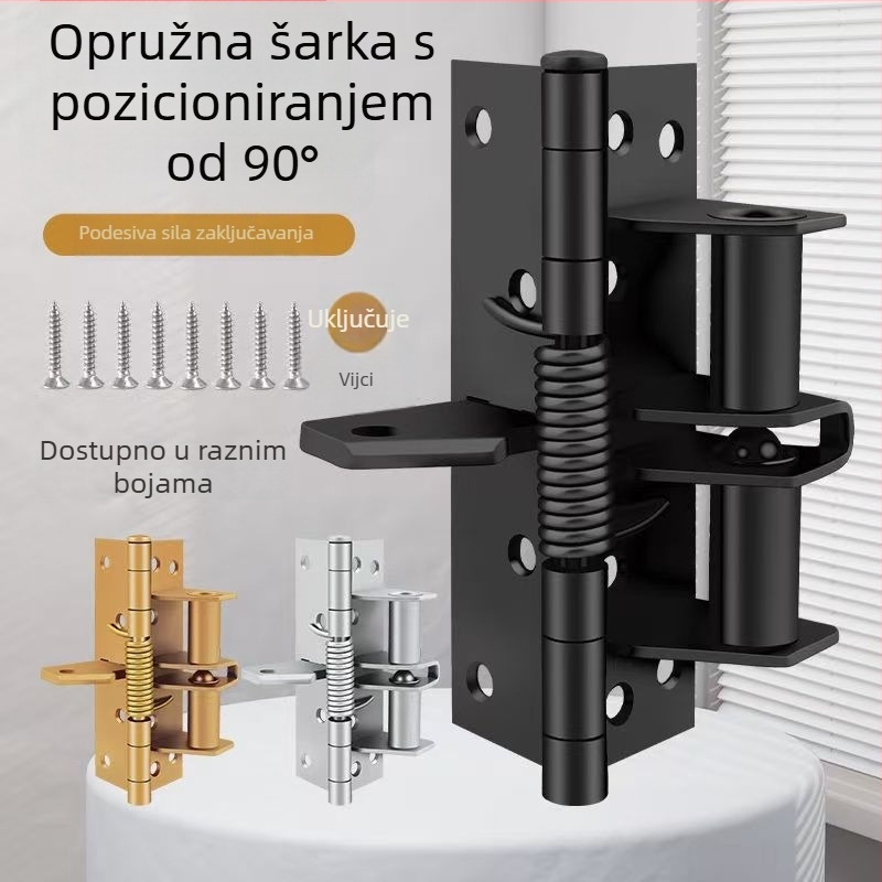 4-inčni višenamjenski šarnir s oprugom, automatsko zatvaranje, skriveni zatvarač vrata, pozicioniranje, 90% ublažavanje