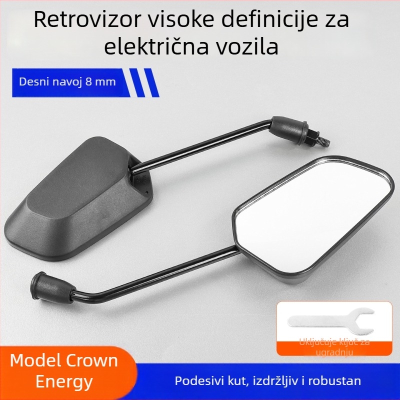 Konveksni retrovizor za skutere, plastični, navoj 8 mm