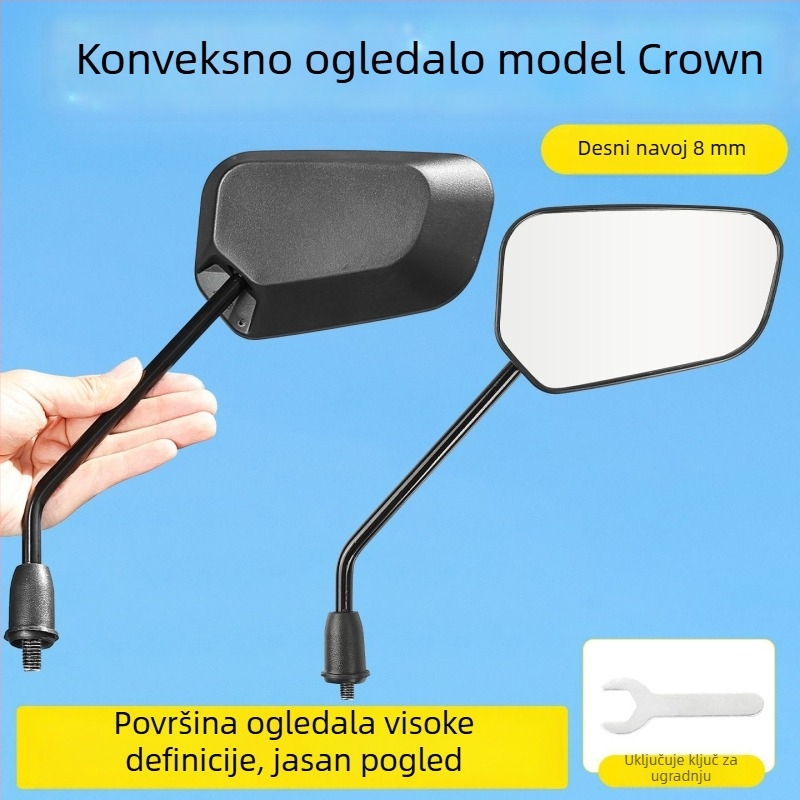 Konveksni retrovizor za skutere, plastični, navoj 8 mm