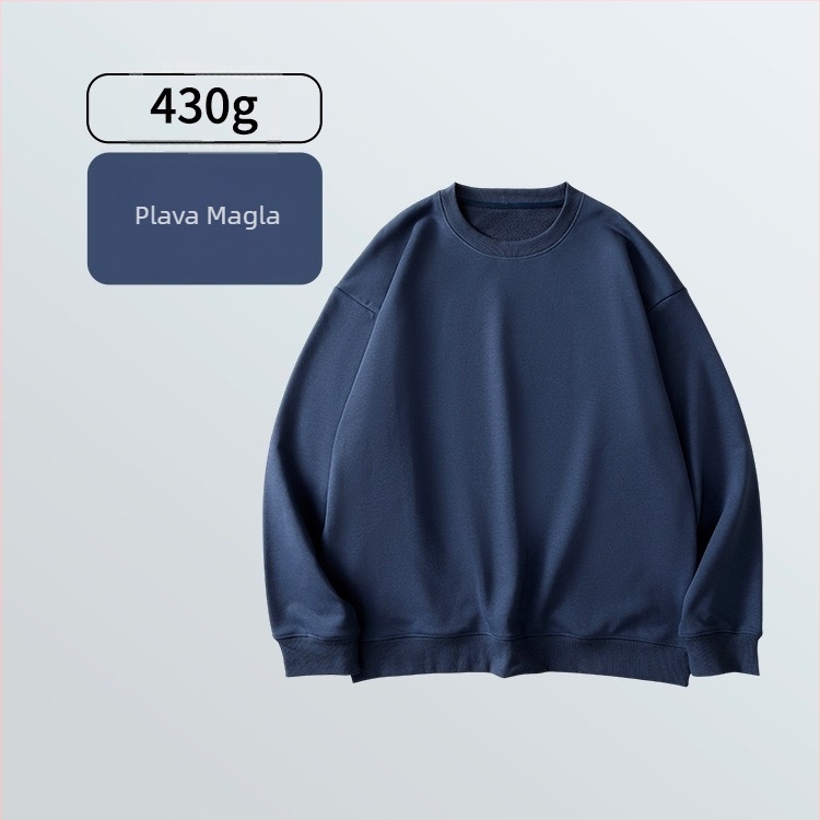 Težak terry sweatshirt 430 g, širok kroj, okrugli izrez, dugi rukav, za muškarce – jesen/zima, ležerni stil