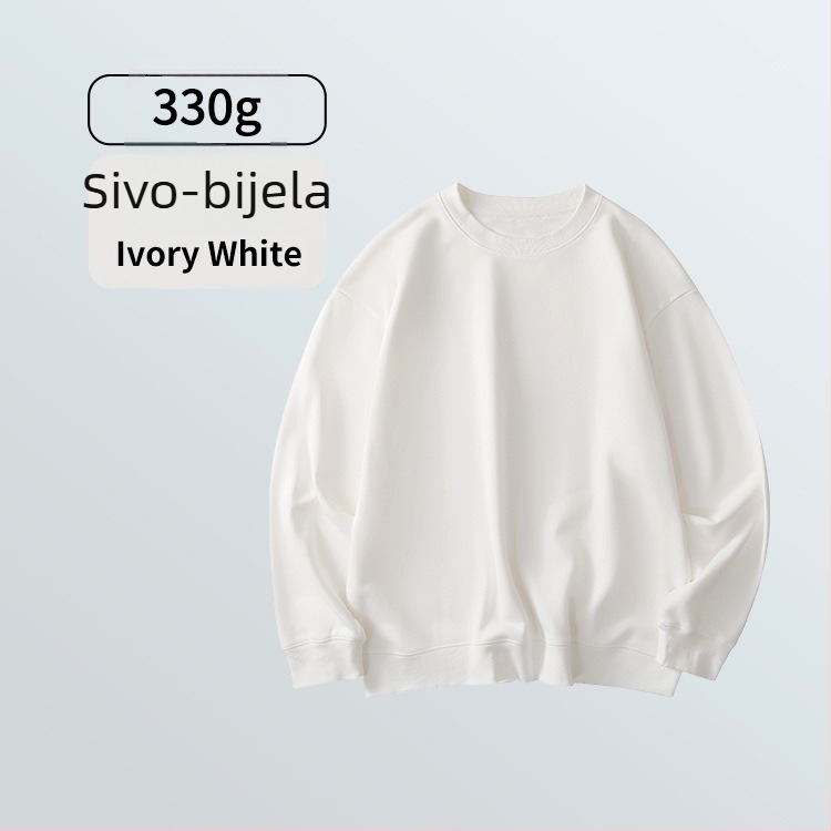 Težak terry sweatshirt 430 g, širok kroj, okrugli izrez, dugi rukav, za muškarce – jesen/zima, ležerni stil