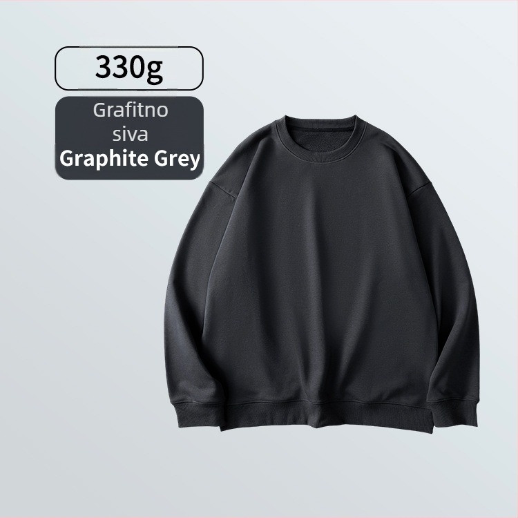 Težak terry sweatshirt 430 g, širok kroj, okrugli izrez, dugi rukav, za muškarce – jesen/zima, ležerni stil