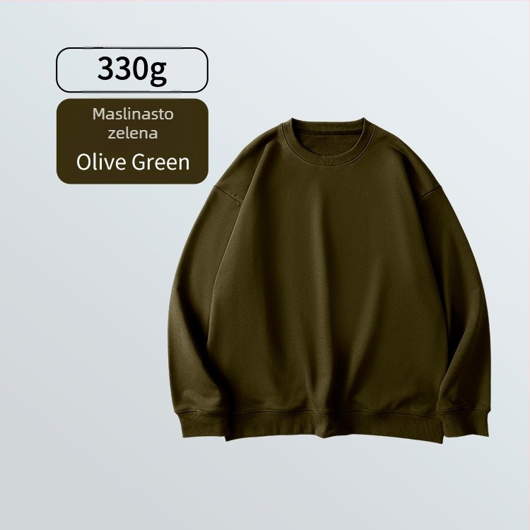 Težak terry sweatshirt 430 g, širok kroj, okrugli izrez, dugi rukav, za muškarce – jesen/zima, ležerni stil