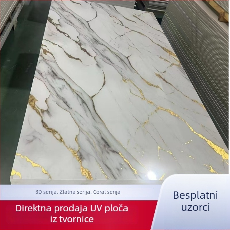 UV ploča s efektom mramora i zlatom, ploča za zid od PVC-a s izgledom kamena, visokog sjaja