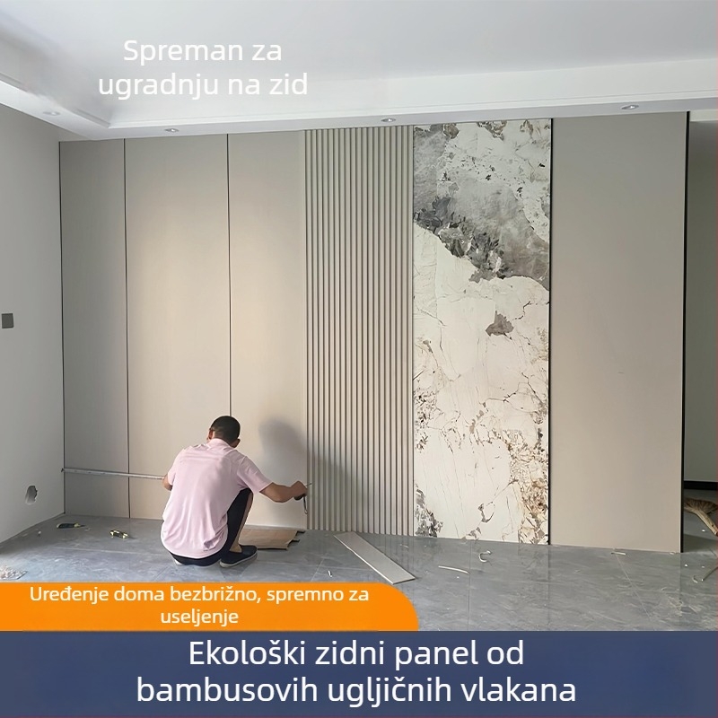 Panel zida od bambusovih vlakana s furnirom od drveta, bezšivan integrirani panel, unutarnja dekoracija, vodootporan i otporan na vlagu