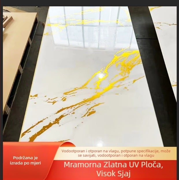PVC kamen-plastični zidni panel s UV premazom, visok sjaj, efekt mramora