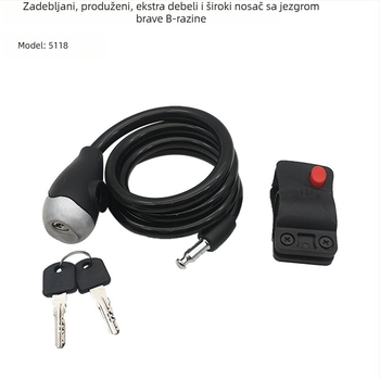 5118 čelični kabel zaključavanje za električni bicikl, bicikl i motocikl, s fiksnim prstenom