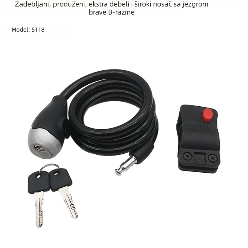 5118 čelični kabel zaključavanje za električni bicikl, bicikl i motocikl, s fiksnim prstenom