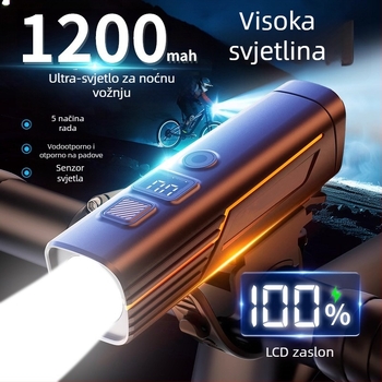 Set LED svjetala za bicikl: prednje i stražnje, vodootporno, USB-C, 1200mAh baterija, brzo otpuštanje za montažu, za noćnu vožnju