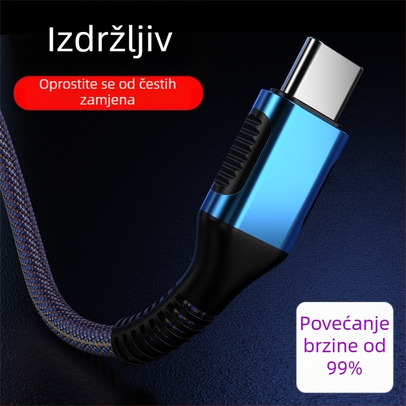 Denim USB kabel za iPhone (Lightning) i USB-C uređaje, duljine 1 m/2 m/3 m.