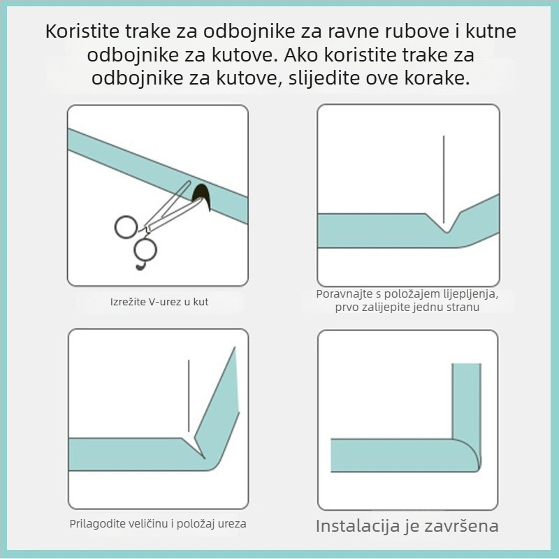 Dječji zaštitni rubovi za stolove, 2 m, prošireni i debeli, mekane zaštitne trake za djecu