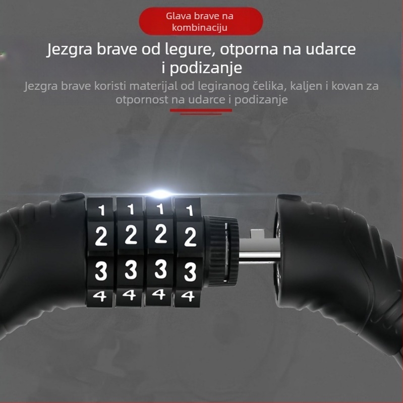 Brava na bicikl s kodom protiv krađe za planinske bicikle, prijenosni lančani zaključak za električne bicikle i motocikle