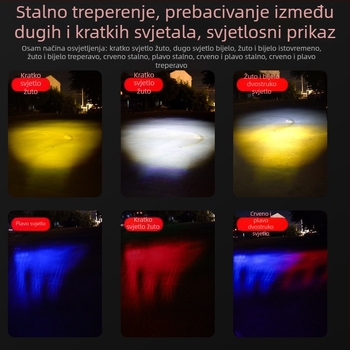 Motociklističko LED svjetlo s projekcijskom lećom, univerzalni vanjski leć, tangentni reflektor, snažna svjetlost za daleki i blizak domet