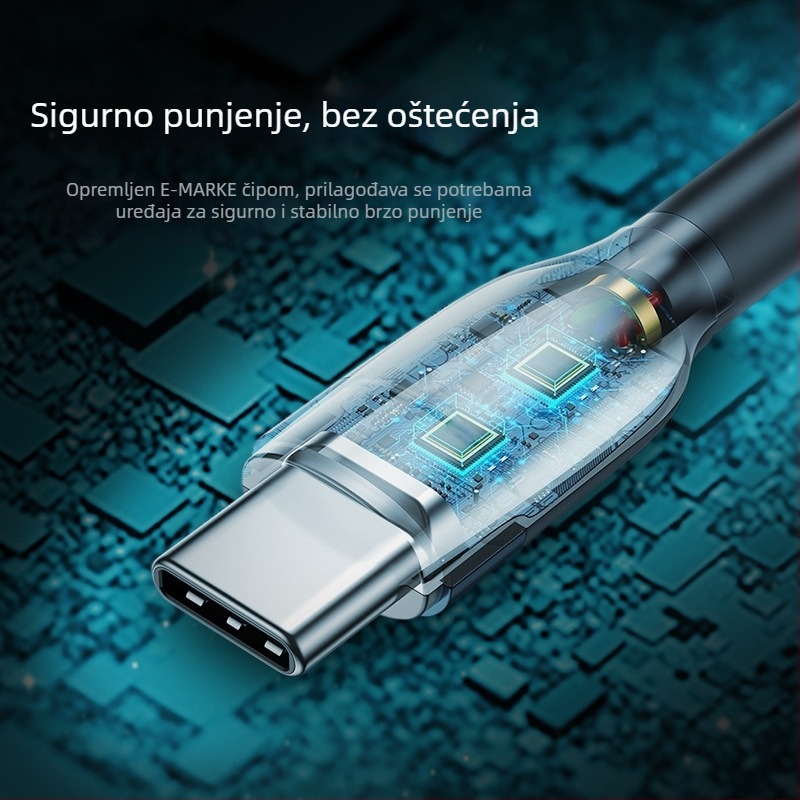 Pleteni kabel brzog punjenja s tri sučelja: Lightning, Micro USB i USB-C, kompatibilan s Apple, Huawei i Xiaomi uređajima, duljina 0.5–1 m