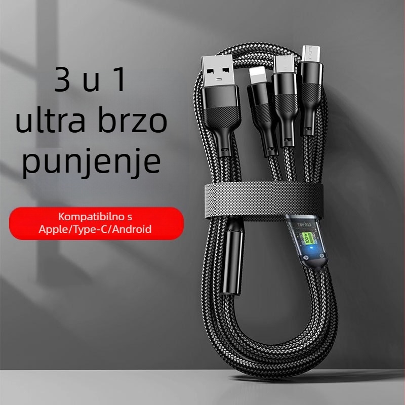 Sanjies USB-C data kabel za Apple, Huawei i Xiaomi, brzo punjenje, auto punjač, 1 na 3 Type-C Android kabel, 3-u-1