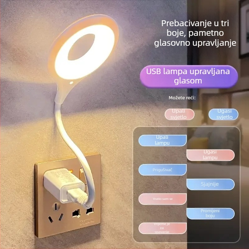 Stolna lampa s glasovnim AI upravljanjem, USB napajanjem, senzorno noćno svjetlo, integrirana noćna lampa