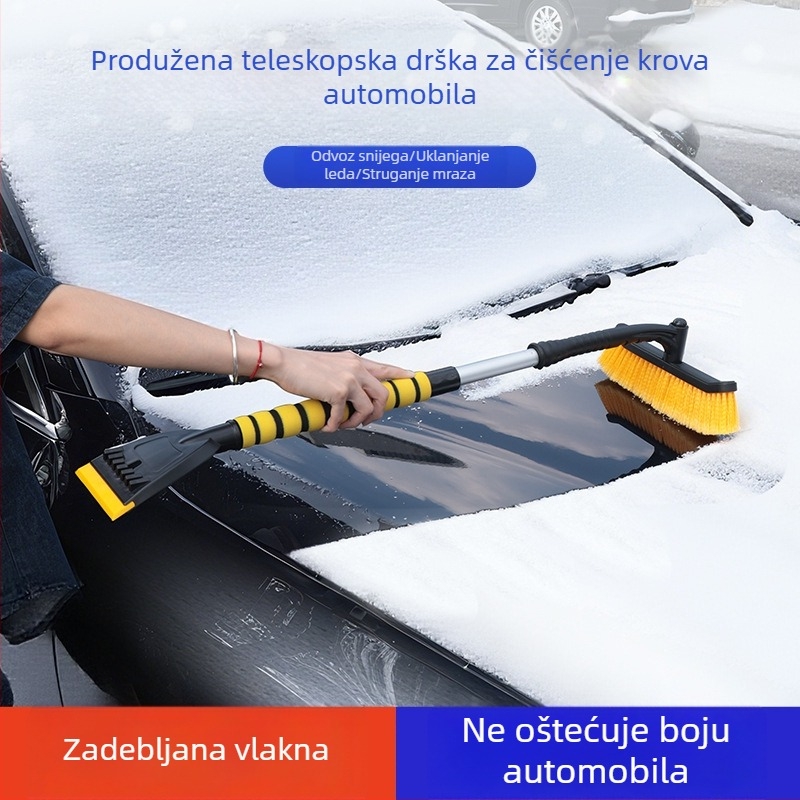 Alat za uklanjanje snijega s autom: lopata za snijeg, četka za snijeg, odmrzivač stakla i strugalica leda za zimsko čišćenje.