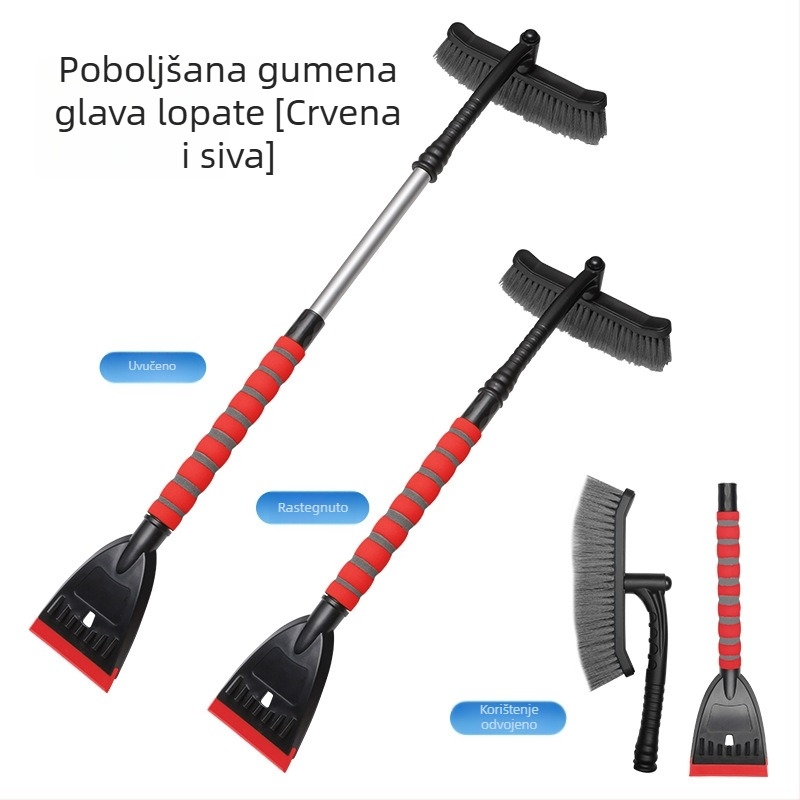 Alat za uklanjanje snijega s autom: lopata za snijeg, četka za snijeg, odmrzivač stakla i strugalica leda za zimsko čišćenje.