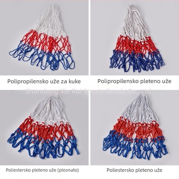 Ojačana poliester mreža za koš za standardno natjecanje, trobojna crveno-bijelo-plava mreža