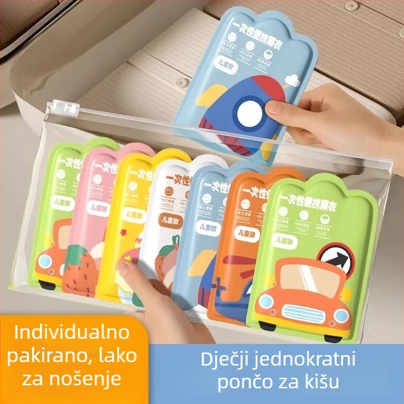 Dječji jednokratni prozirni kišni pončo, za cijelo tijelo, vodootporan