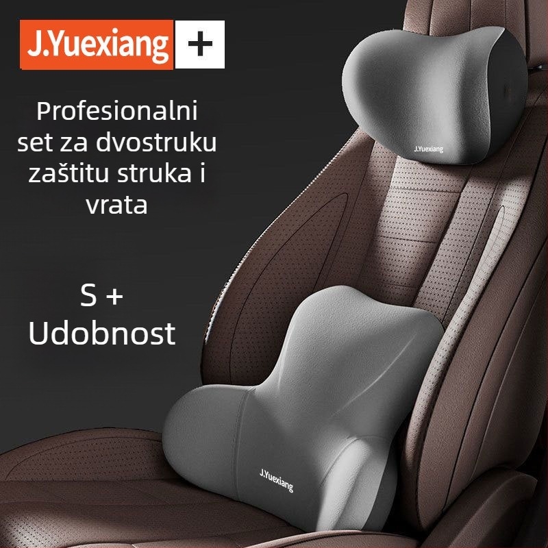 Set podrške za glavu i lumbalnu podršku u automobilu – memorijska pjena sa sporim odzivom, jastuk za vrat i leđa