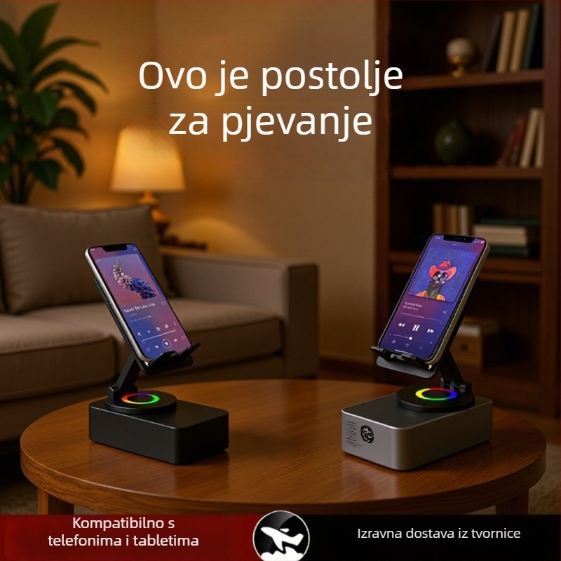 4-u-1 nosač za tablete i telefone, bežični Bluetooth zvučnik, stolna rotacija od 360°