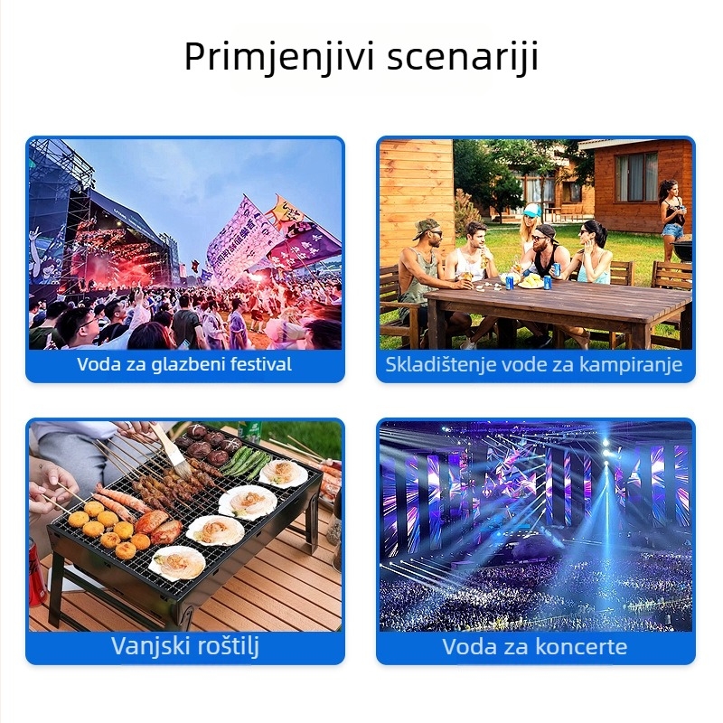 Prijenosni sklopivi spremnik za vodu za kampiranje, velike kapacitete, s prilagođenim logom