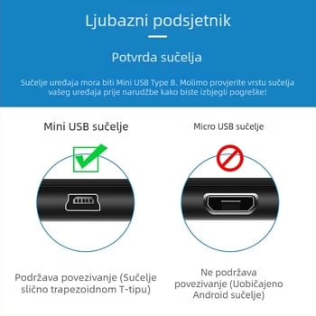 1 m USB kabel s produženom glavom, V3 priključkom – debeli kabel za punjenje za starije Android uređaje i MP3 playere