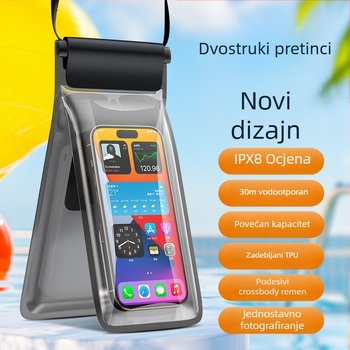 Dvokomorna vodootporna torbica za telefon za aktivnosti na otvorenom – prozirna, zatvorenog dizajna