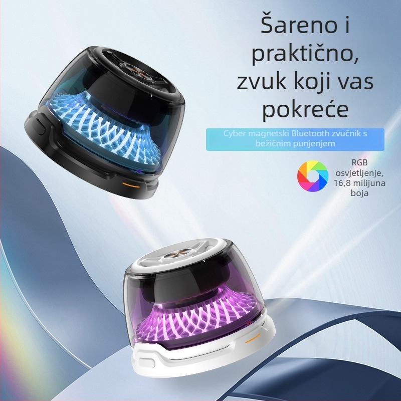 15W magnetsko bežično punjenje s RGB ambijentalnim svjetlom i Bluetooth zvučnikom, mini subwoofer za kućnu upotrebu