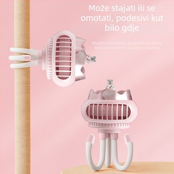 Novi ventilator u obliku hobotnice za dječji kolica – prijenosni USB punjivi mini ventilator za vanjsku i kućnu upotrebu